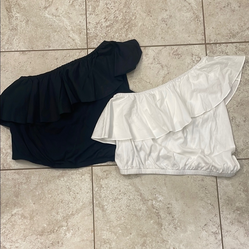 Black and White Off-Shoulder Tops